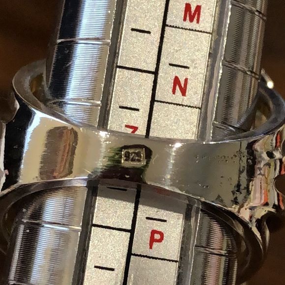 ARTISAN Sterling Silver Striped Bezel Set Maple & Honey Colored Amber Ring Sz 7 - Picture 8 of 10